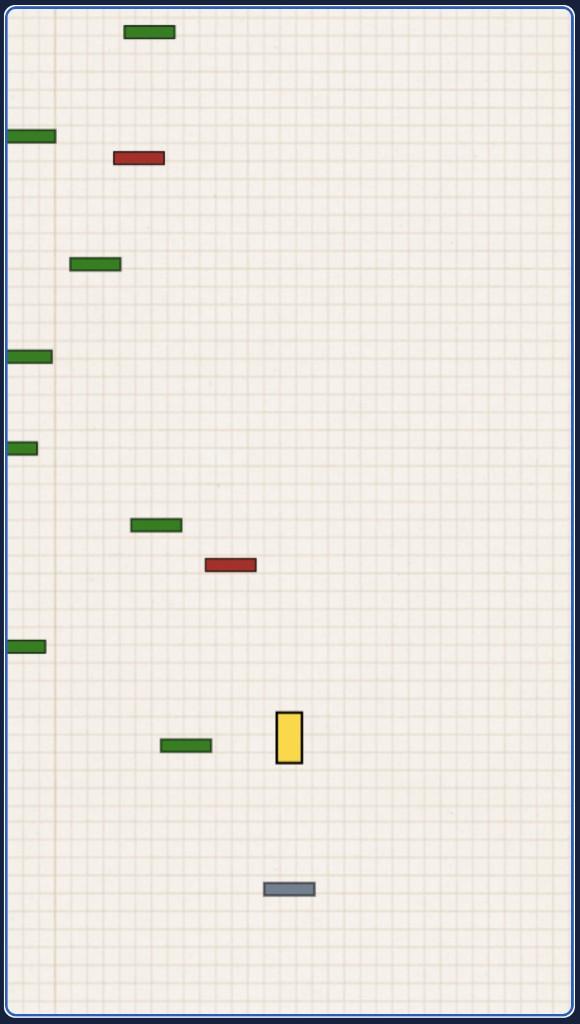 DoodleHopHop gameplay with graph-paper background and colored platforms
